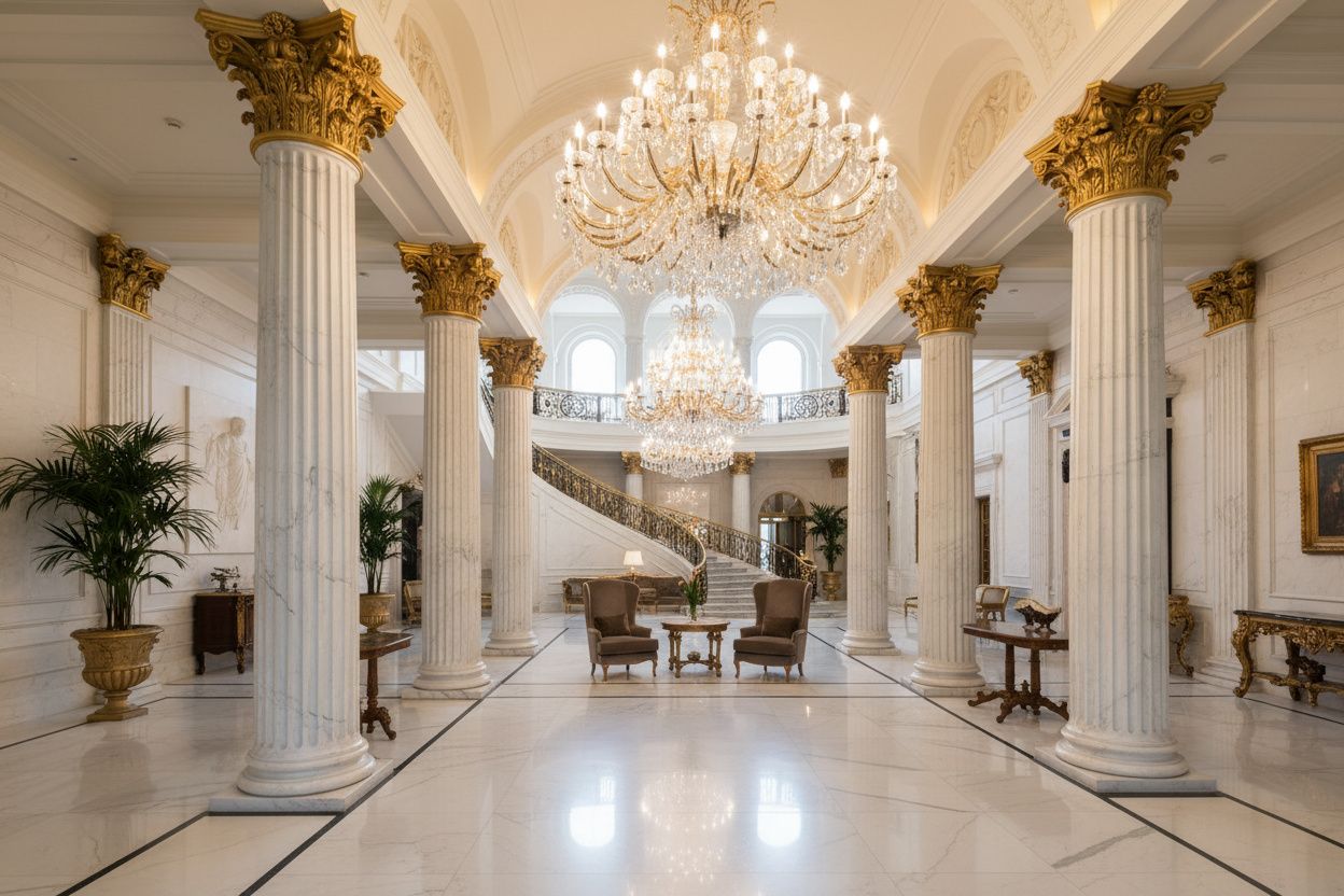 Мраморные колонны в интерьере